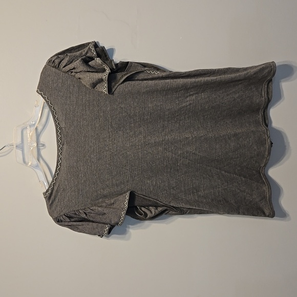 Max Studio Women Flutter sleeve Crinkle jersey Crew top sz L - Picture 5 of 8